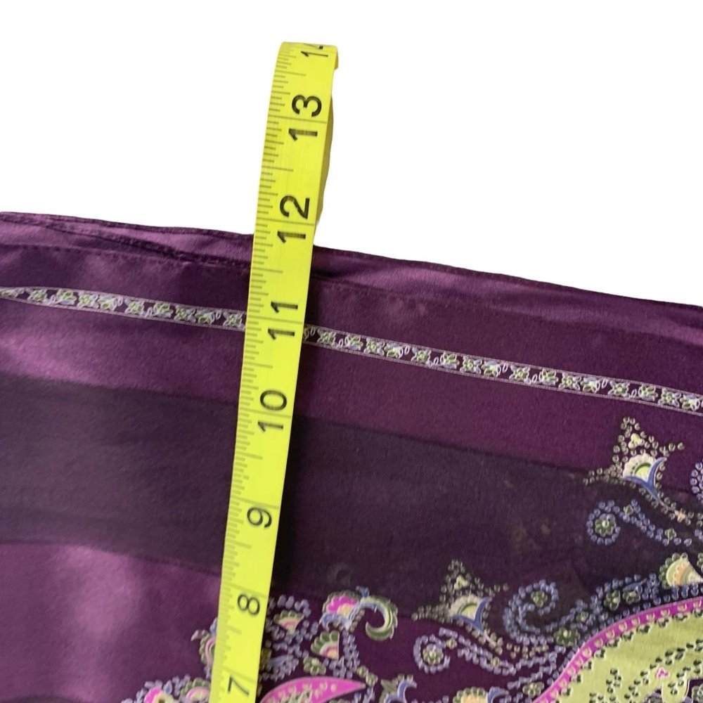 Echo Purple Green Paisley Long Silk Scarf - Picture 5 of 7